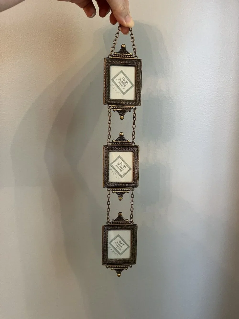 Vintage Mini Picture Frames Linked Gold Metal